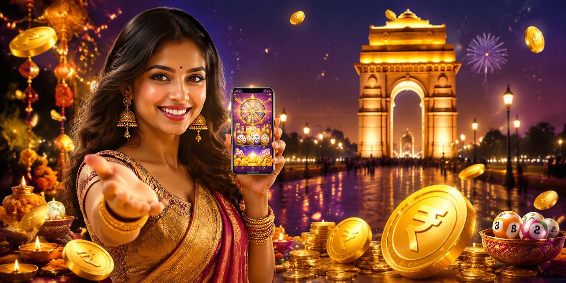 India Gate with lottery and rupee symbols, representing Indian lottery and betting
